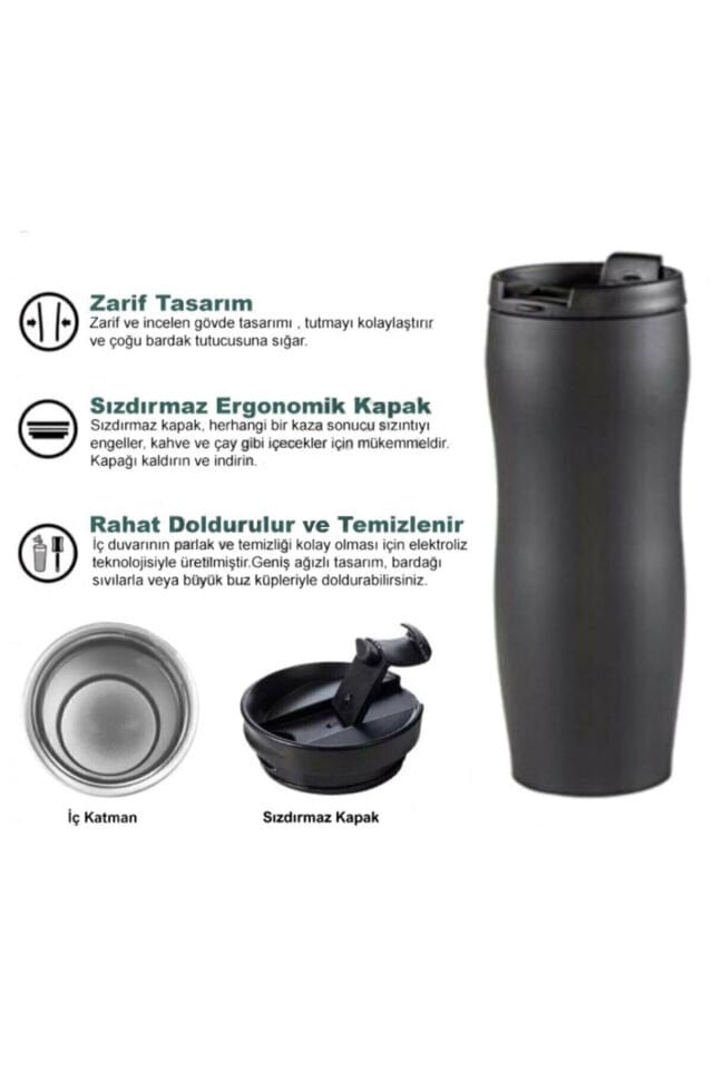 Paslanmaz Çelik Çift Katman Sızdırmaz Vakumlu 450ml Küçük Termos Bardak Kahve Termosu
