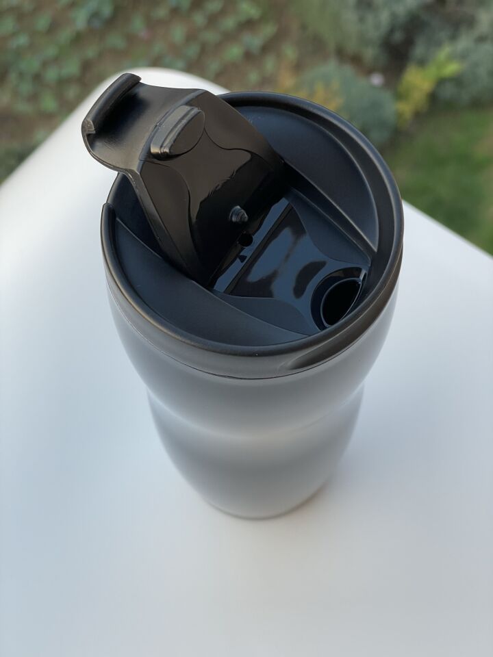 Paslanmaz Çelik Çift Katman Sızdırmaz Vakumlu 450ml Küçük Termos Bardak Kahve Termosu Parlak Siyah