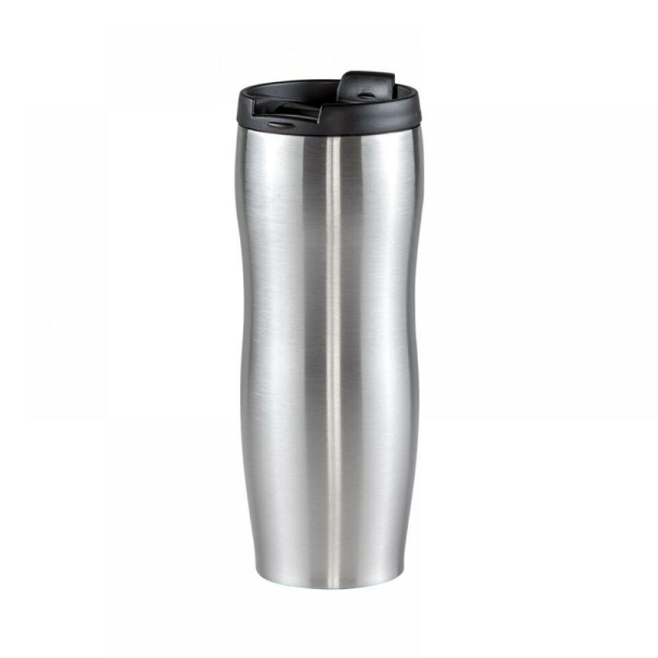 Paslanmaz Çelik Çift Katman Sızdırmaz Vakumlu 450ml Küçük Termos Bardak Kahve Termosu Gümüş