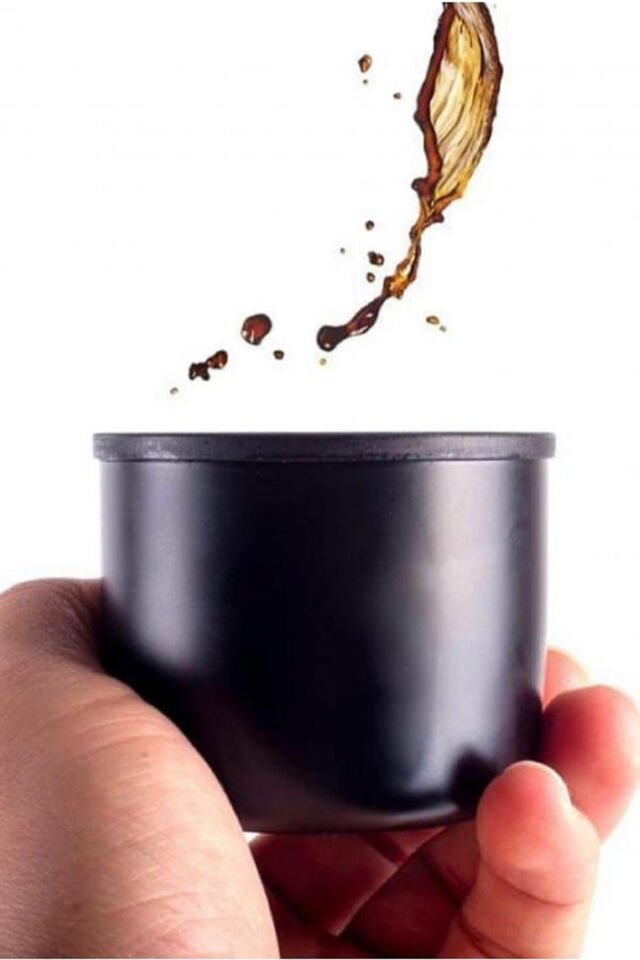 Paslanmaz Çelik Deri Kılıflı Bardaklı 500 ML Gri Küçük Termos Bardak Çay Kahve Mama Termosu
