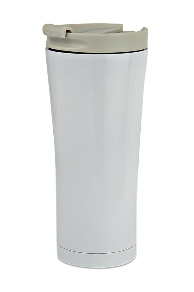 Paslanmaz Çelik Ergonomik Çift Katman Sızdırmaz 500ml Siyah Vakumlu 304 Termos Bardak Beyaz