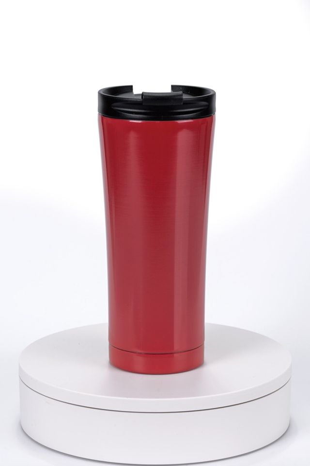 Paslanmaz Çelik Ergonomik Çift Katman Sızdırmaz 500ml Siyah Vakumlu 304 Termos Bardak Kırmızı