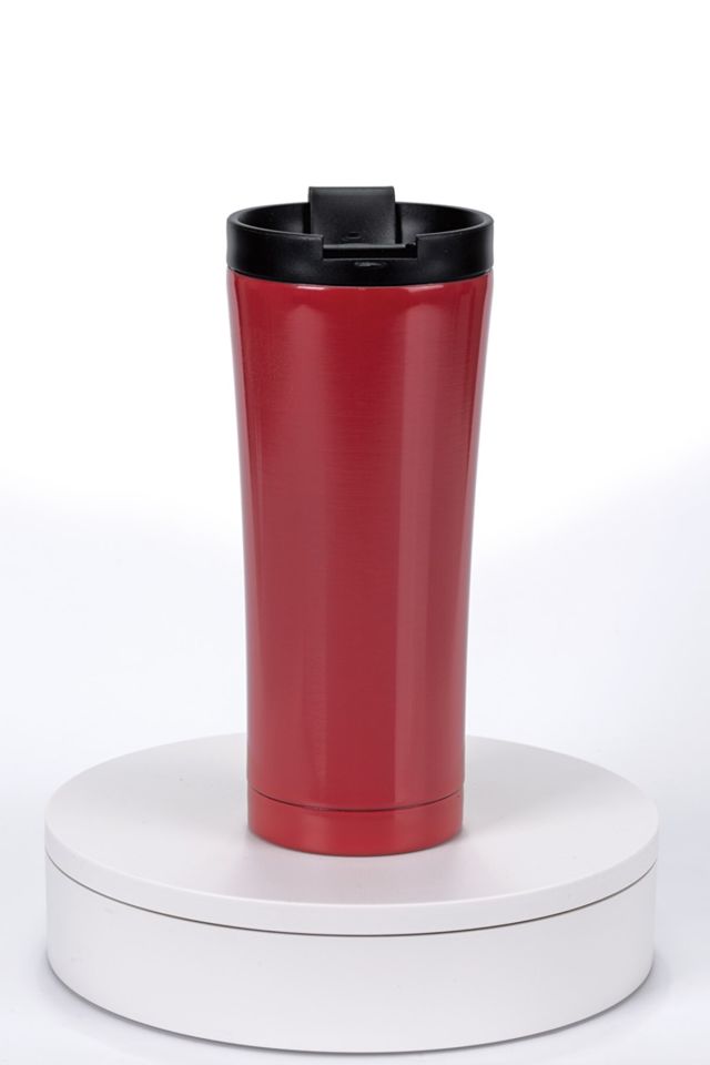 Paslanmaz Çelik Ergonomik Çift Katman Sızdırmaz 500ml Siyah Vakumlu 304 Termos Bardak Kırmızı