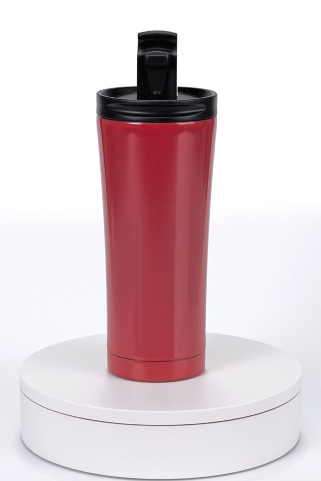 Paslanmaz Çelik Ergonomik Çift Katman Sızdırmaz 500ml Siyah Vakumlu 304 Termos Bardak Kırmızı