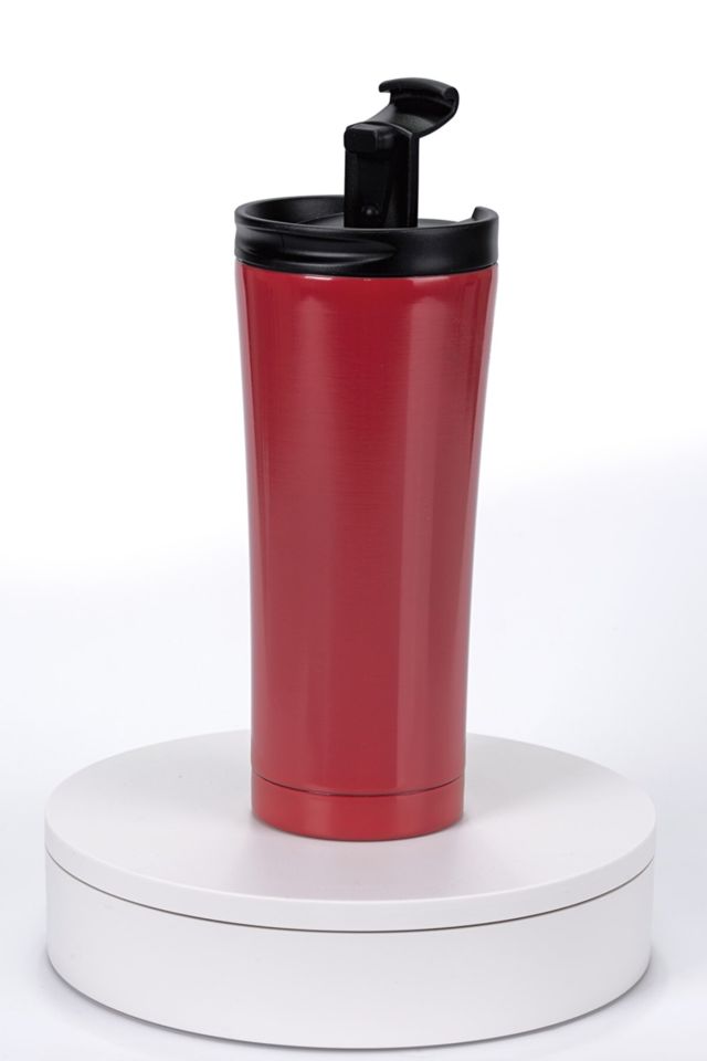 Paslanmaz Çelik Ergonomik Çift Katman Sızdırmaz 500ml Siyah Vakumlu 304 Termos Bardak Kırmızı