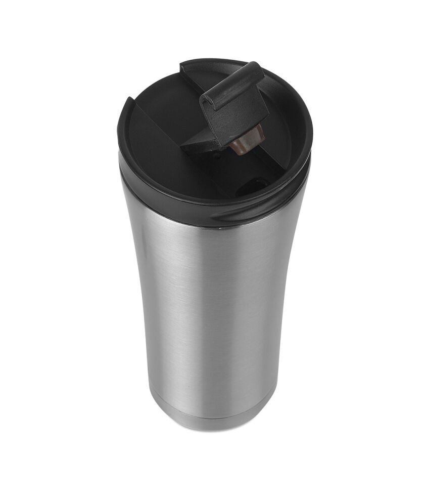 Paslanmaz Çelik Ergonomik Çift Katman Sızdırmaz 500ml Siyah Vakumlu 304 Termos Bardak Gri