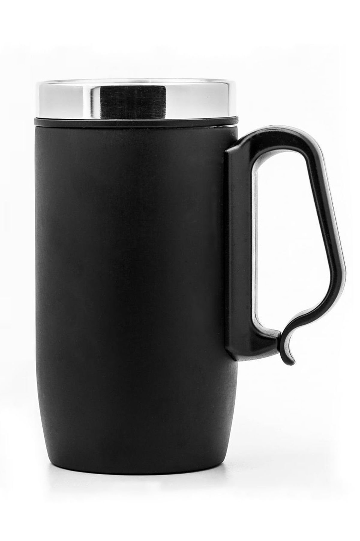 Çift Katmanlı Kauçuk Taban 250ml Kulplu Paslanmaz Çelik Küçük Termos Bardak Kupa Mug Çay Kahve
