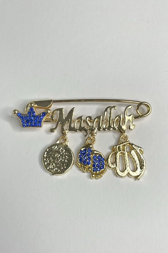Maşallah Yazılı Altın Renkli Bebek Yaka İğnesi