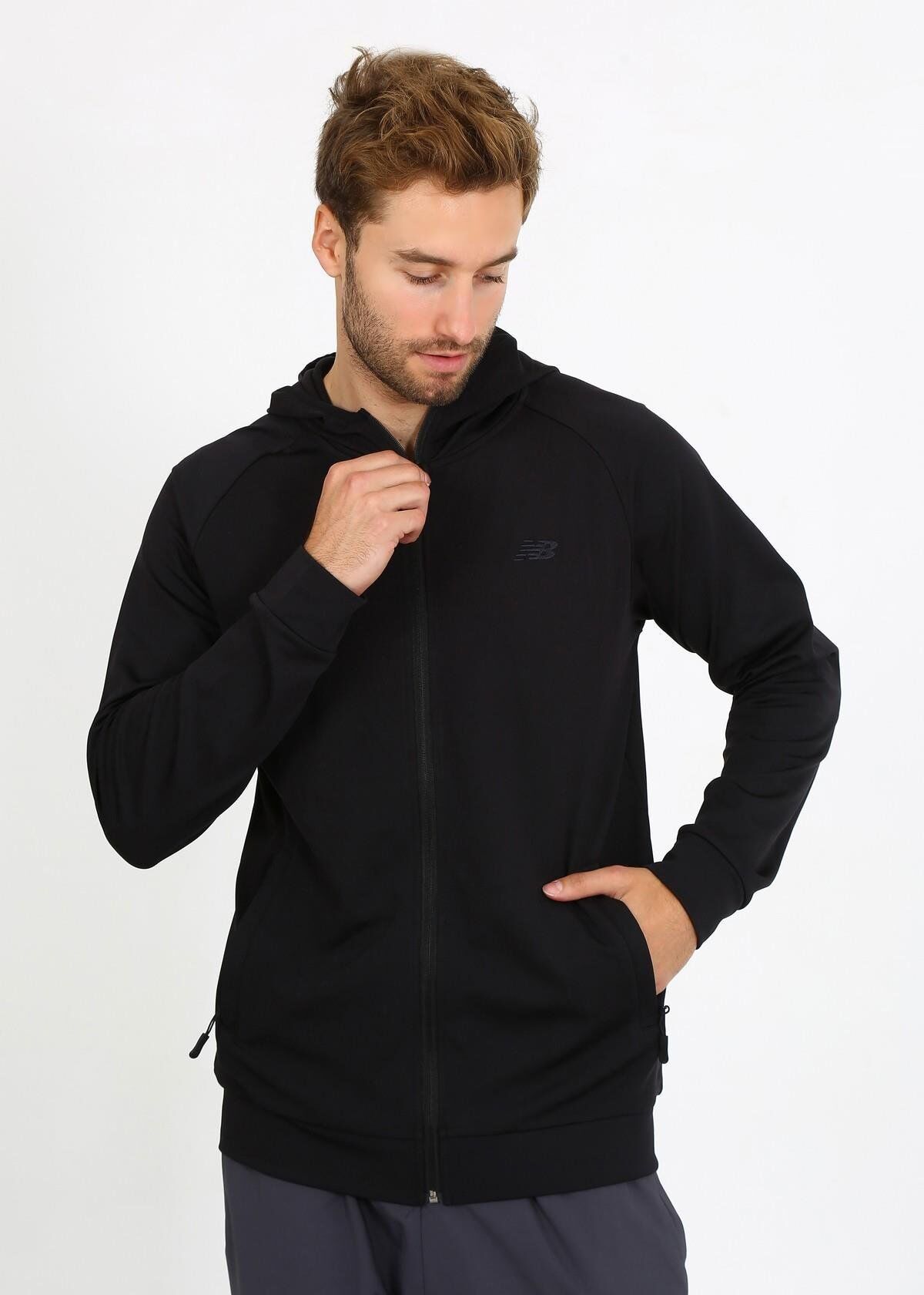 Siyah Erkek Spor Kapüşonlu Ceket NBTMDJ004