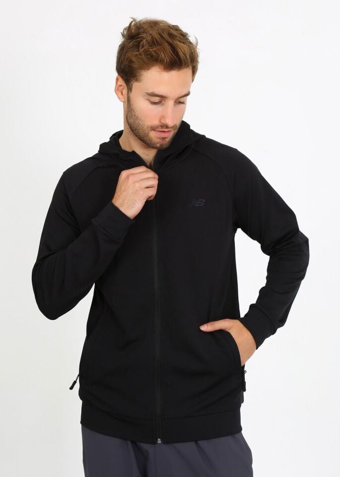 Siyah Erkek Spor Kapüşonlu Ceket NBTMDJ004