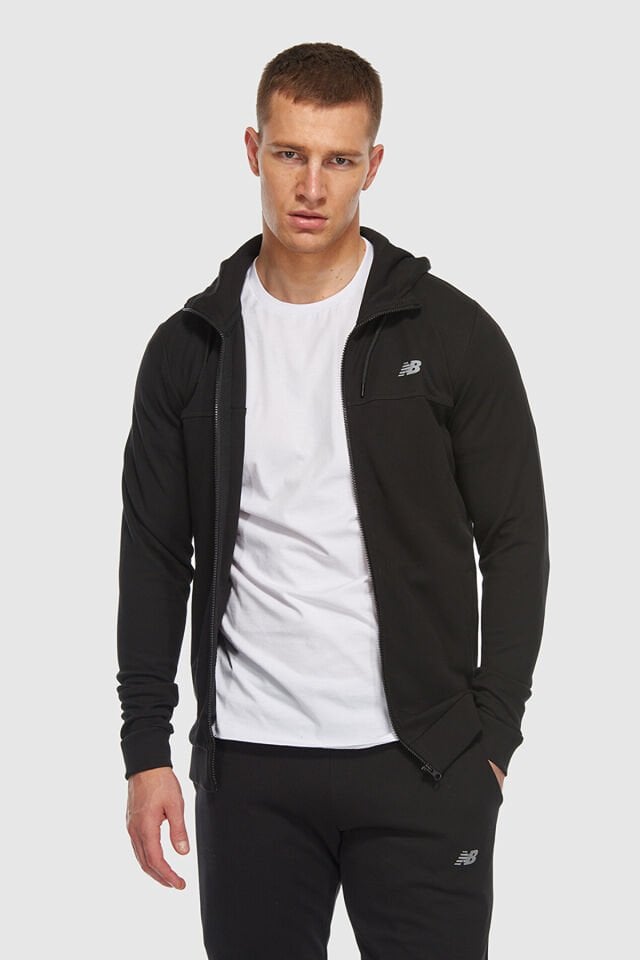 Siyah Kapüşonlu Erkek Sweatshirt & Yelek MNJ3408