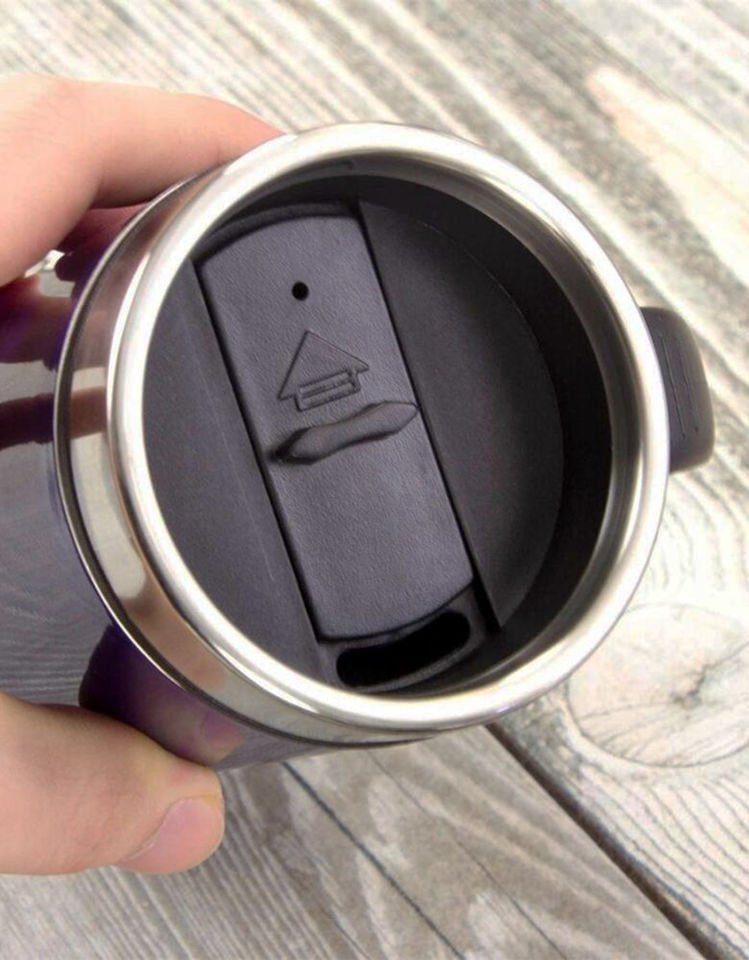 Çift Katmanlı Kauçuk Taban 250ml Kulplu Paslanmaz Çelik Küçük Termos Bardak Kupa Mug Çay Kahve Kırmızı